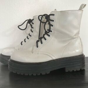 MIA white platform tie combat boots